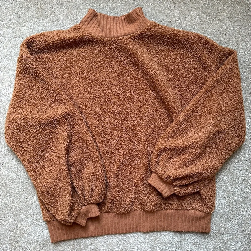 Anthro Mock Neck Sherpa Sweater